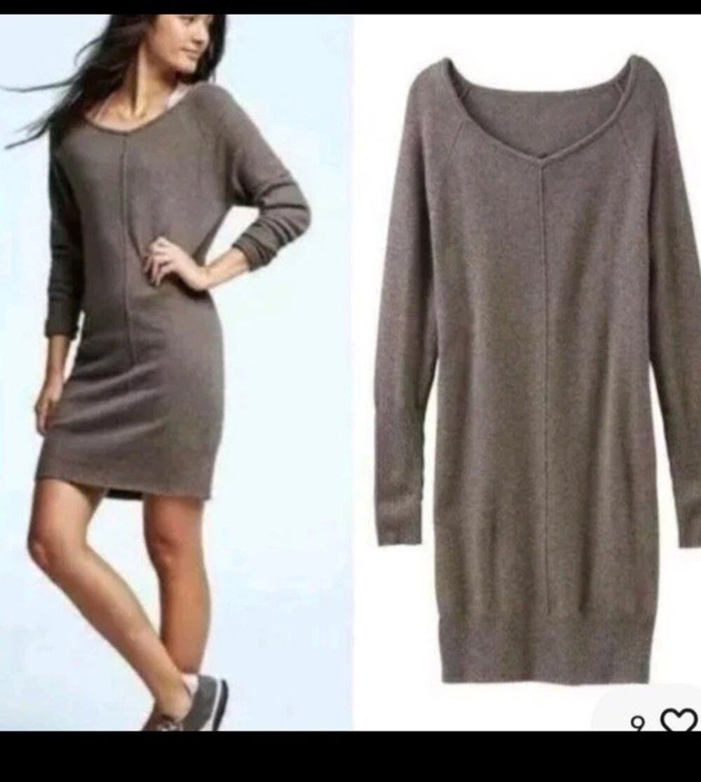 Athleta Adi Mudra Gray Cashmere Sweater Dress Size Medium Tunic